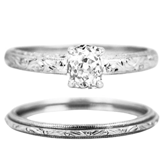 Platinum & Diamond Single Stone Ring & Band