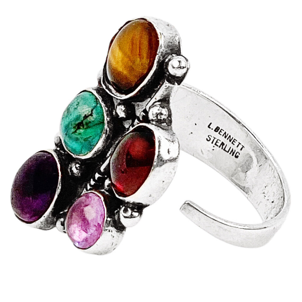 Lee Bennett Gemstone & Sterling Adjustable Ring