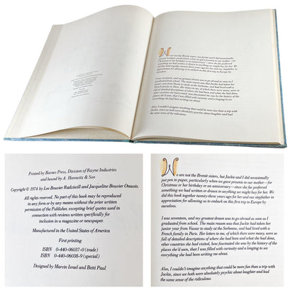 Jacqueline & Lee Bouvier Signed. "One Special Summer". Limited First Edition 500 Copies. 1974. Delacorte Press. Very Rare