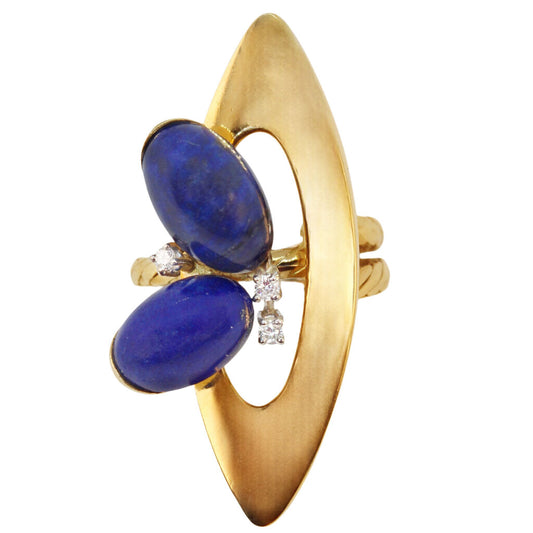 Hikotani Lapis Diamond & 18Kt Gold Ring