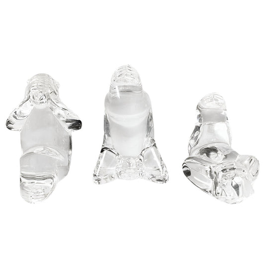 Steuben Crystal Wise Monkey Figurines
