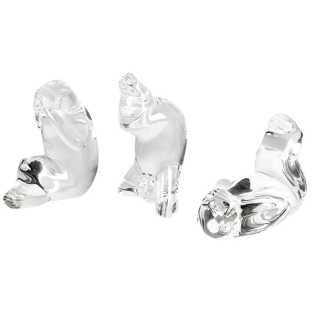 Steuben Crystal Wise Monkey Figurines