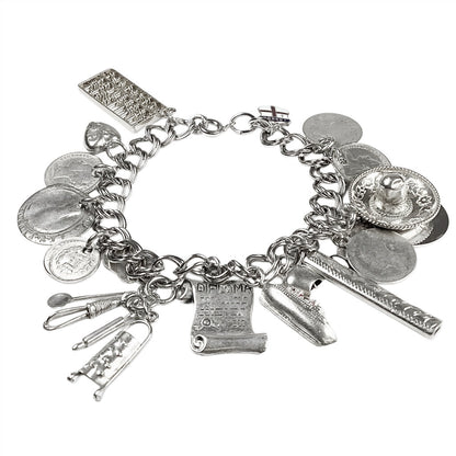 Vintage Sterling Charm Bracelet w/18 Charms