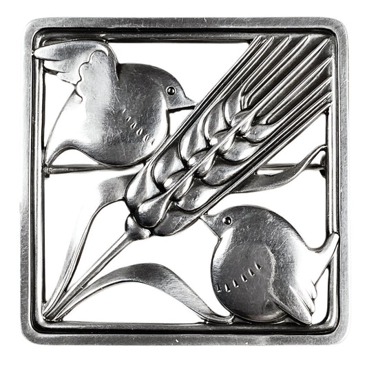 Georg Jensen Arno Malinowski Sterling Denmark Bird & Wheat Brooch No. 250