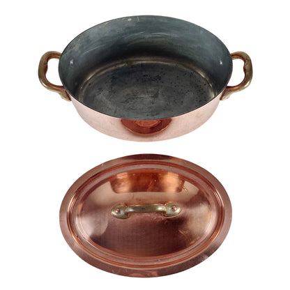 French Oval Copper Stockpot w Lid