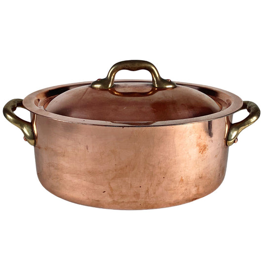 French Oval Copper Stockpot w Lid