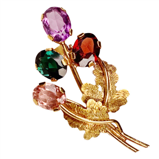 Gemstone Bouquet Brooch in 18Kt Gold