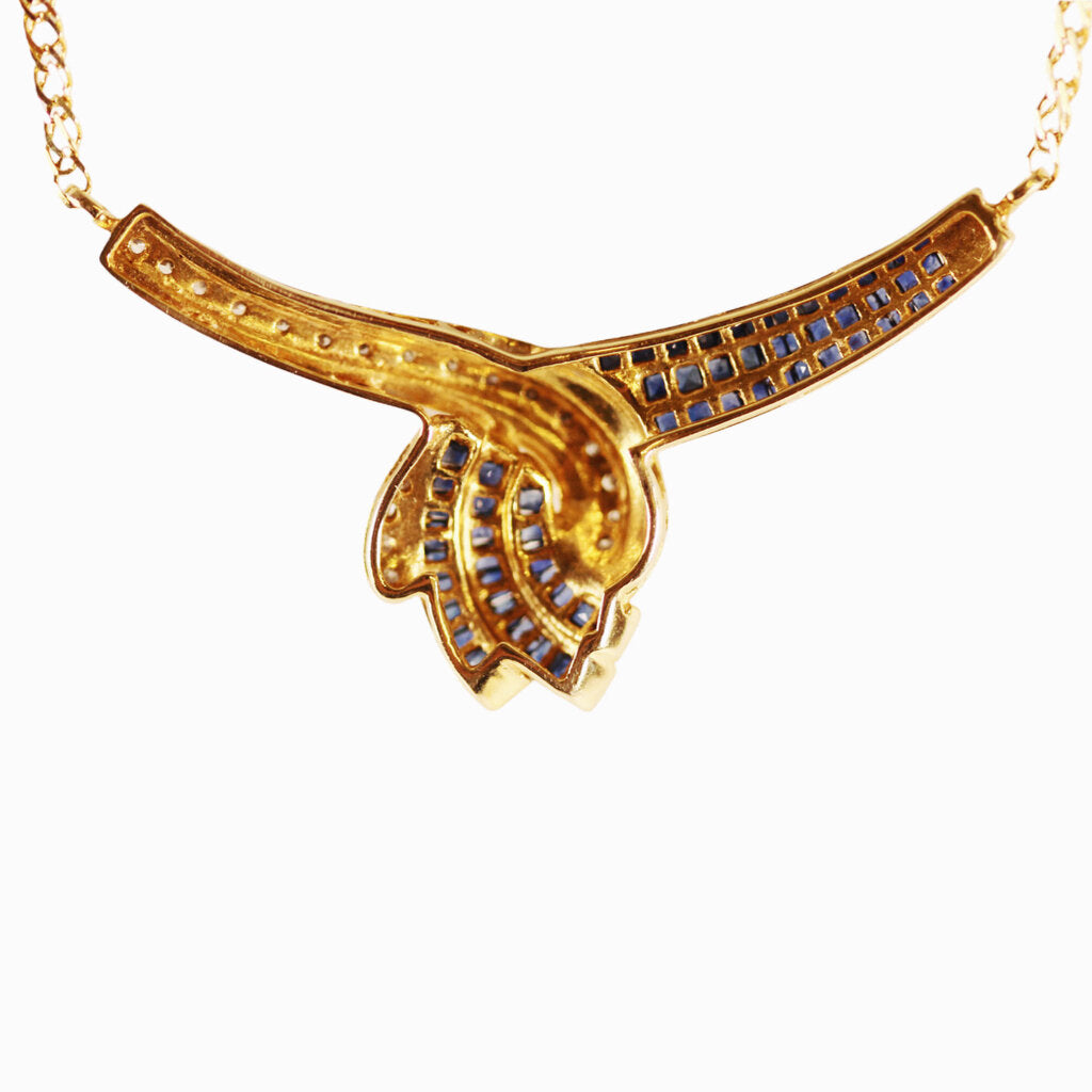 Sapphire & Diamond Necklace in 18Kt Gold