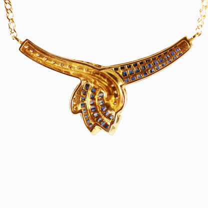 Sapphire & Diamond Necklace in 18Kt Gold