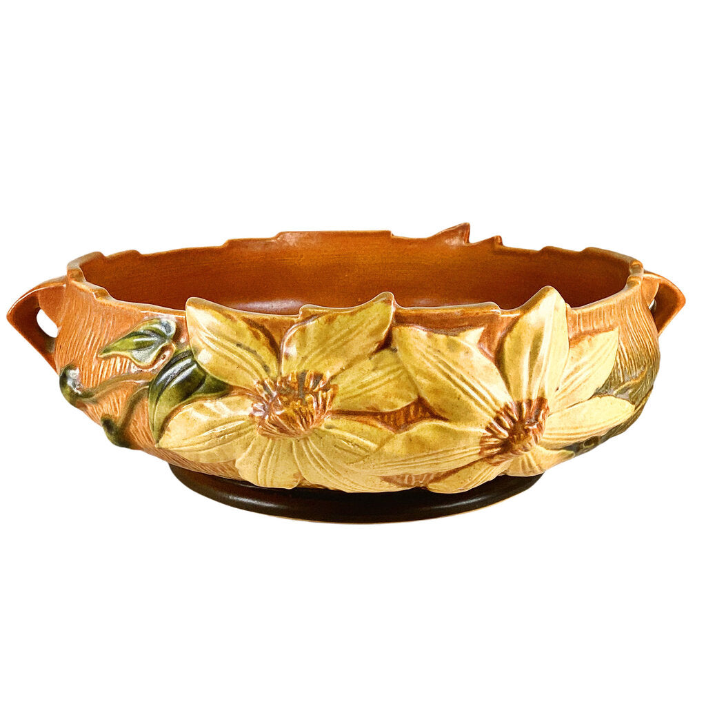 Vintage Roseville Pottery Clematis Bowl with Double Handles