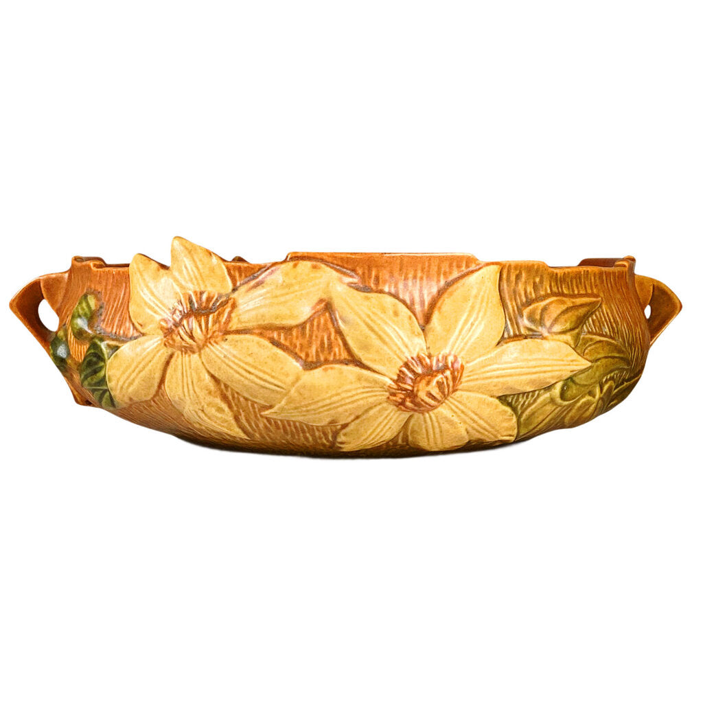Vintage Roseville Pottery Clematis Bowl with Double Handles