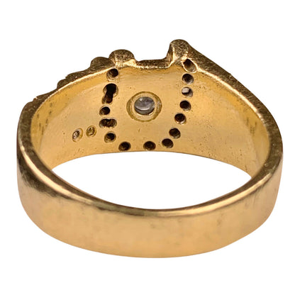 14kt Yellow Gold, Wide-Band Diamond Ring, 1940s