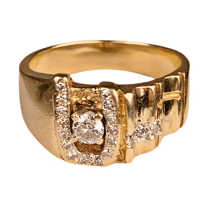14kt Yellow Gold, Wide-Band Diamond Ring, 1940s