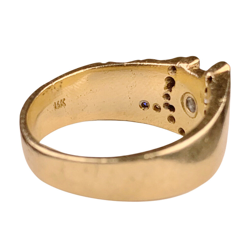14kt Yellow Gold, Wide-Band Diamond Ring, 1940s
