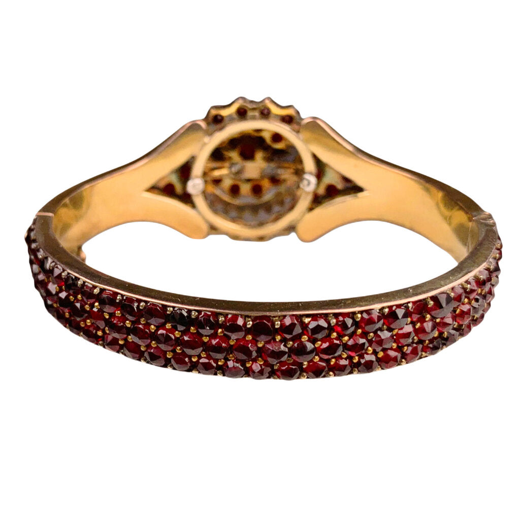 Gold-Filled Garnet Encrusted Rosette Bracelet