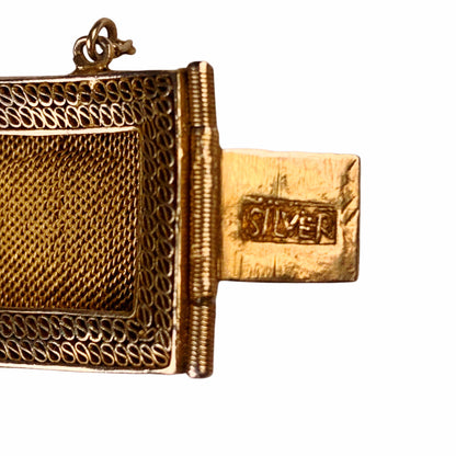 Chinese Silver Gilt Filigree Green Stone Bracelet