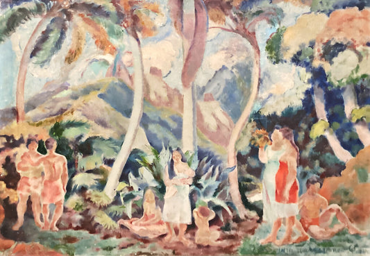 George Biddle. Tahitian Scene. Oil on Canvas.
