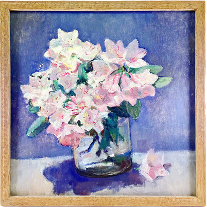 Pink Rhododendrons in Vase. Oil on Canvas. 1940's
