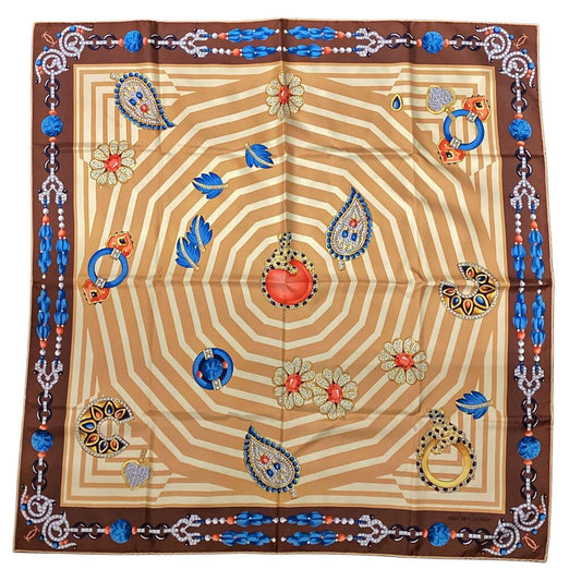 Must De Cartier Brown & Cream Jewel Silk Scarf