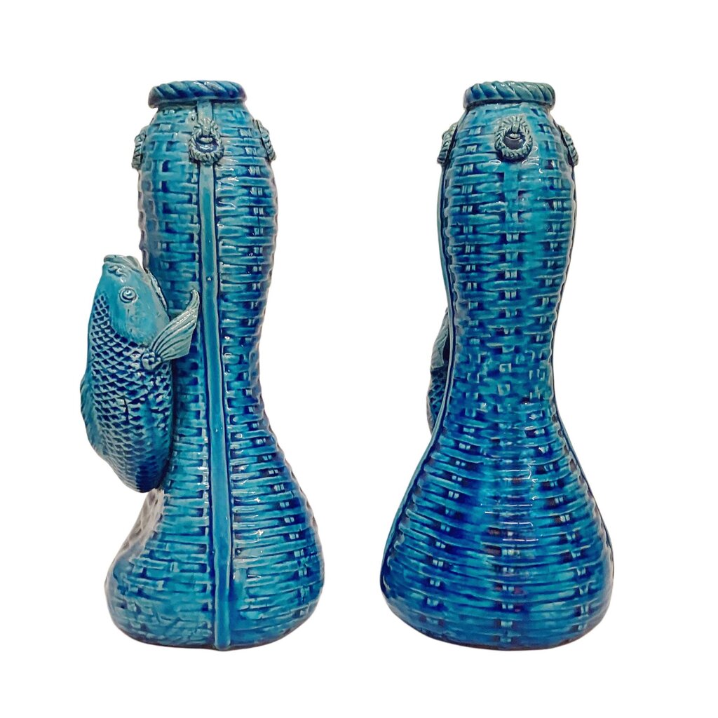 Qing Dynasty Peacock Blue Fish Vases