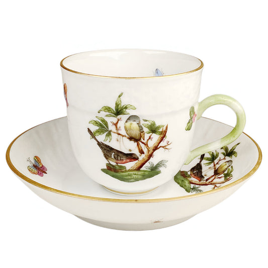 Herend Rothschild Bird Flat Demitasse Cup & Saucer Set