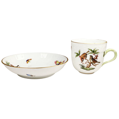 Herend Rothschild Bird Flat Demitasse Cup & Saucer Set