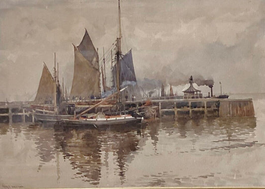 Nora Davidson. English Dock Scene. Watercolor on Paper.