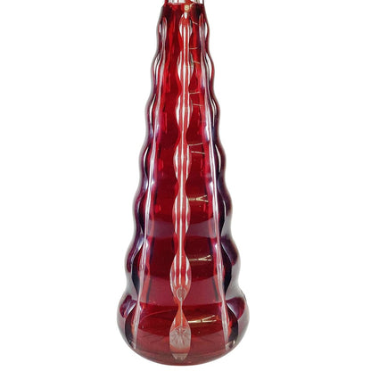 Pair of Bohemia Ruby Cut Glass Decanters. Late 19th Century.
