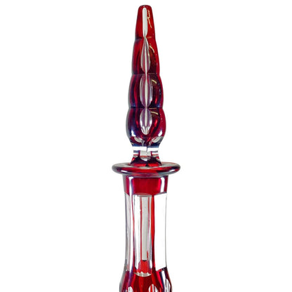 Pair of Bohemia Ruby Cut Glass Decanters. Late 19th Century.