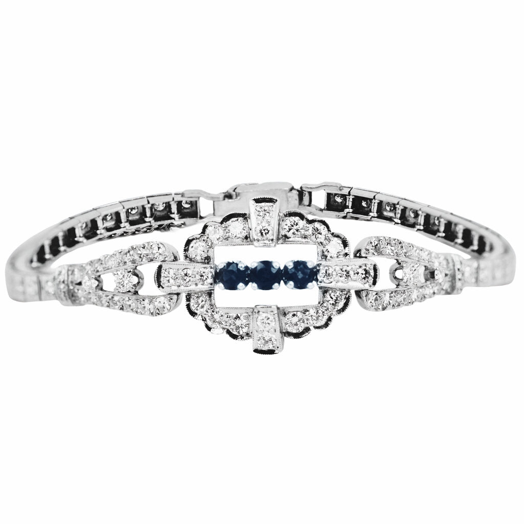 Art Deco Platinum Diamond & Sapphire Bracelet