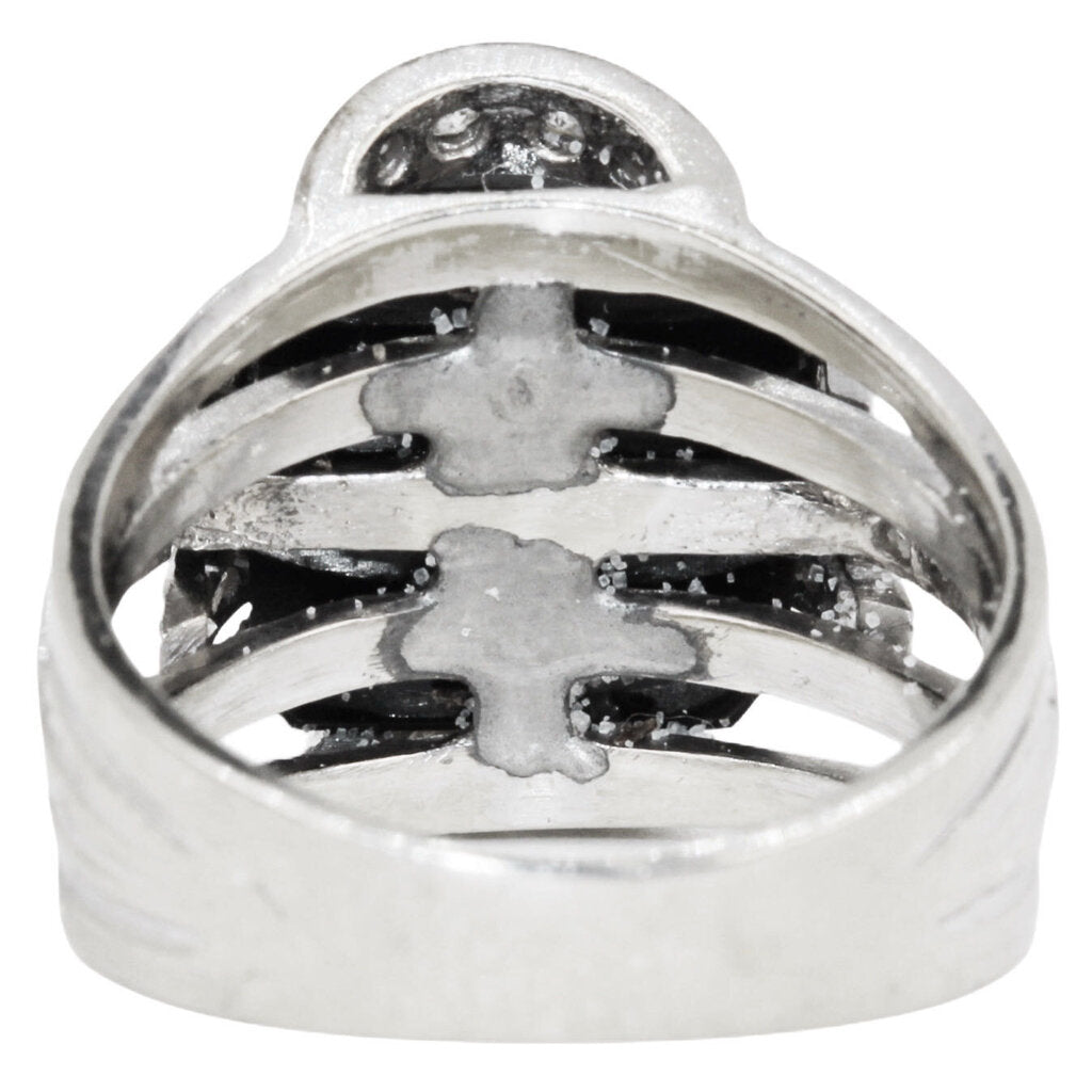 Art Deco Onyx & Diamond Ring in 14Kt White Gold