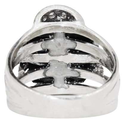 Art Deco Onyx & Diamond Ring in 14Kt White Gold
