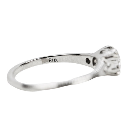 Diamond Ring Set w. 0.75 Carat Stone Mounted in Platinum w. Small Diamond Shoulders