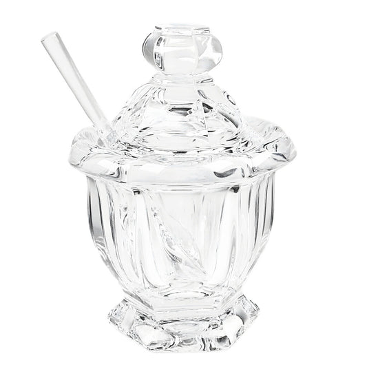 Baccarat Crystal Jam Jar or Sugar Bowl w Glass Spoon