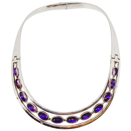 Sigi Pineda Sterling & Amethyst Modernist Necklace
