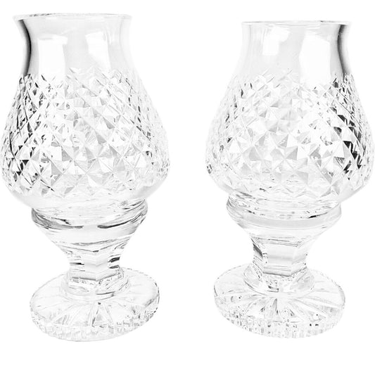 Pair of Waterford "Alana" Hurricane Lamps & Globes