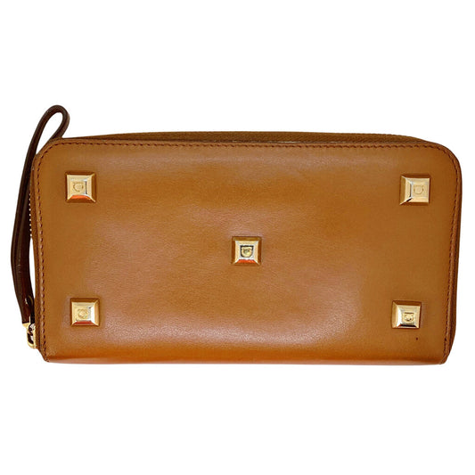 Ferragamo Brown Salvatore Wristlet Wallet
