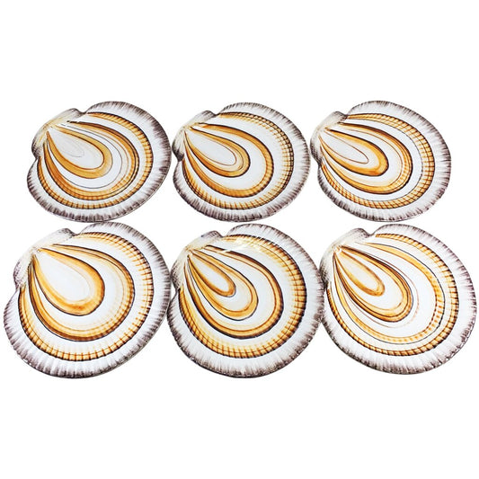 Set of 6 Mid Century Italian Scallop Plates