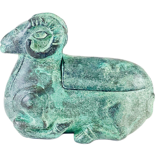 Bronze Ram Lamp in Silk Box