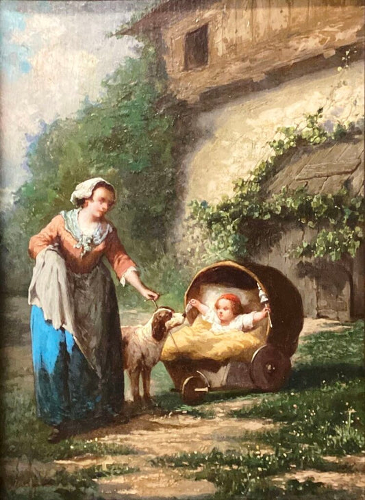 Leonard Saurfelt. Child And Spaniel w Caretaker. Oli on Board.