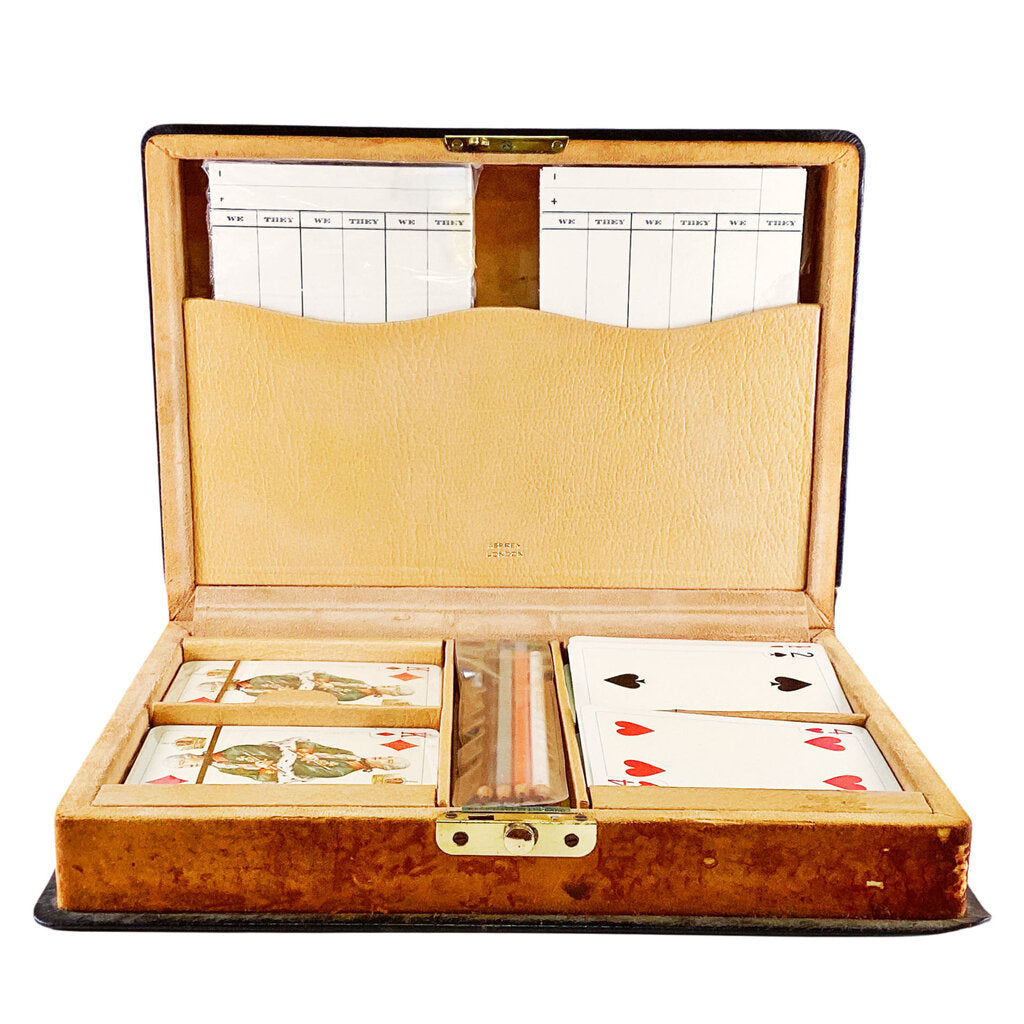Vintage Asprey Bridge Game Set in Leather Book Cover