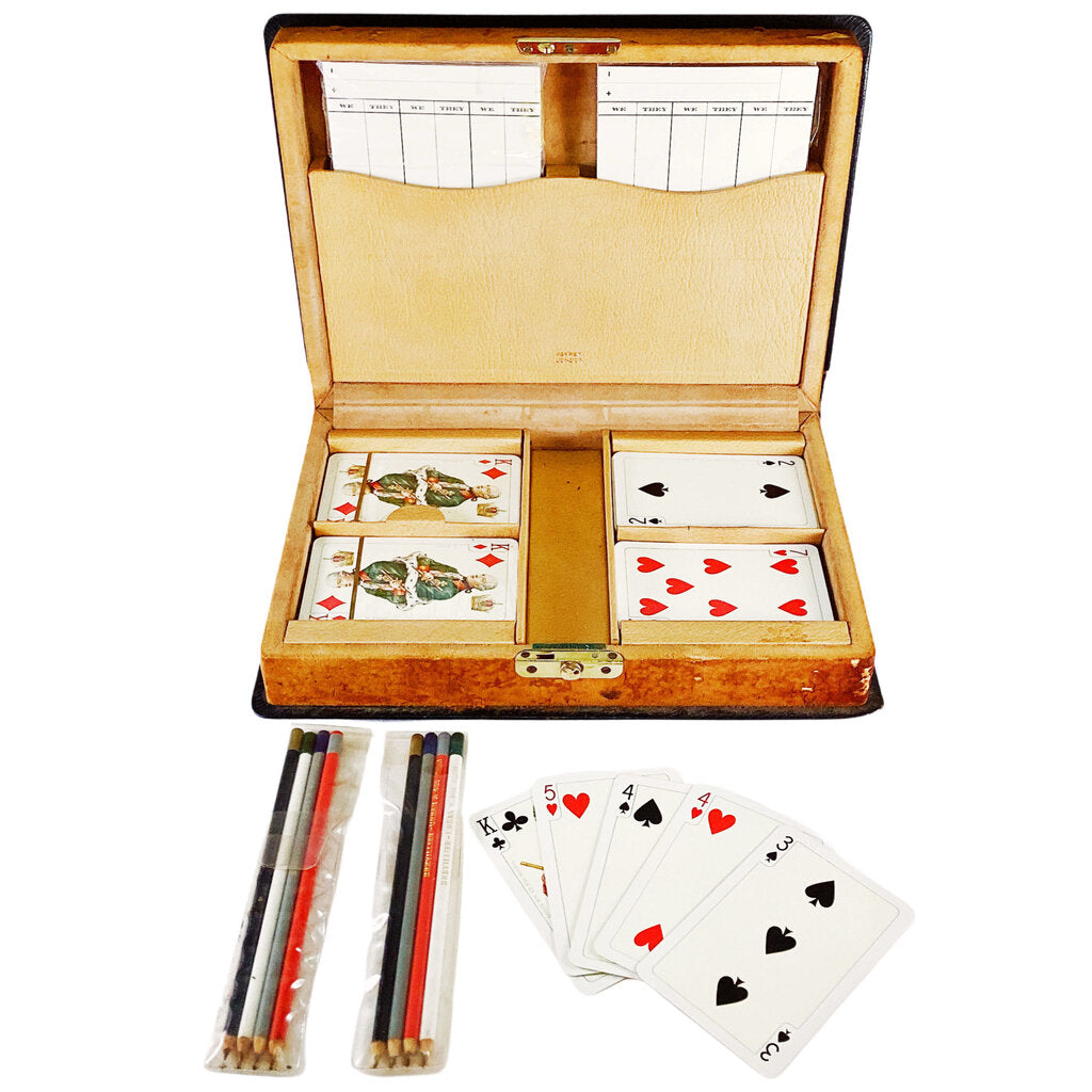 Vintage Asprey Bridge Game Set in Leather Book Cover