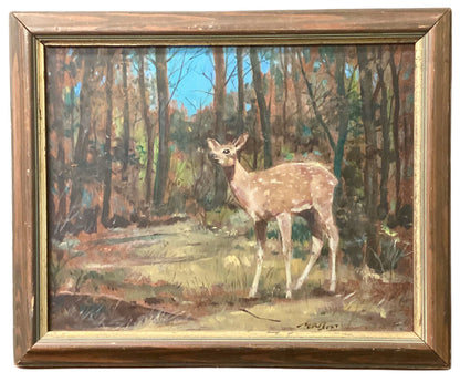 Floyd J. Torbert. "Young Deer". Oil on Board.