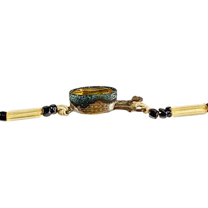 Art Deco Amber Color Beaded Drop Necklace