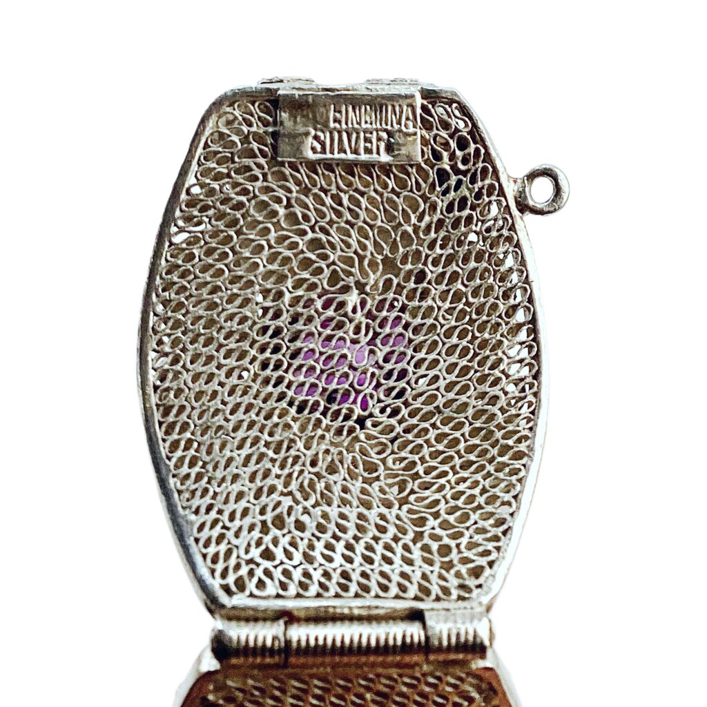 Chinese Silver Filigree Bracelet w/ Amethyst Nuggets