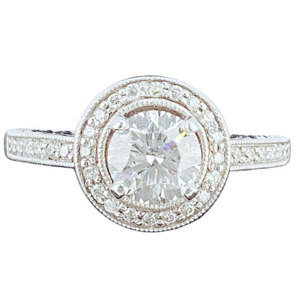 Diamond Ring Set w. 0.75 Carat Stone Mounted in 14k w. Small Diamond Shoulders