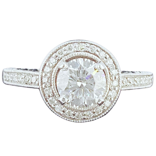Diamond Ring Set w. 0.75 Carat Stone Mounted in 14k w. Small Diamond Shoulders