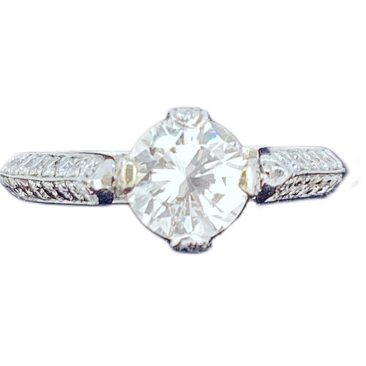 Diamond Ring Set w. 0.85 Carat Stone Mounted in Platinum