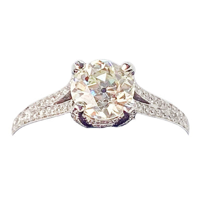 Diamond Ring Set w. 0.83 Carat Stone Mounted in Platinum