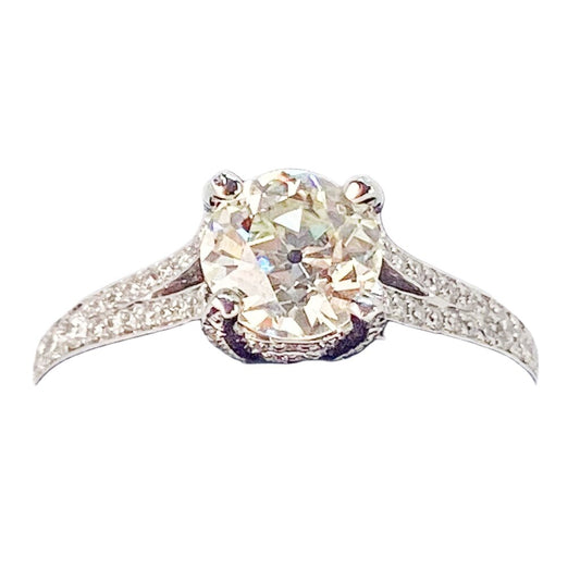 Diamond Ring Set w. 0.83 Carat Stone Mounted in Platinum